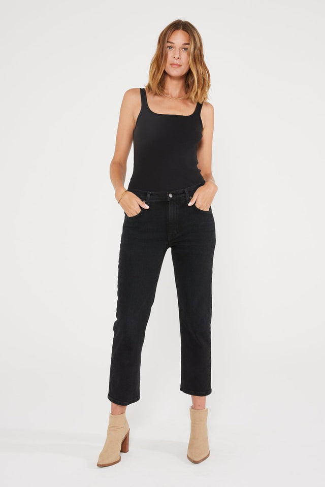 Rae Mid Rise Straight in Onyx - Veneka-Sustainable-Ethical-Bottoms-Etica Denim Drop Ship