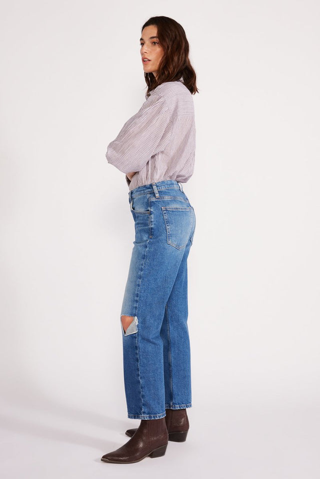 Rae Midrise Straight Crop in Blue Creek - Veneka-Sustainable-Ethical-Bottoms-Etica Denim Drop Ship