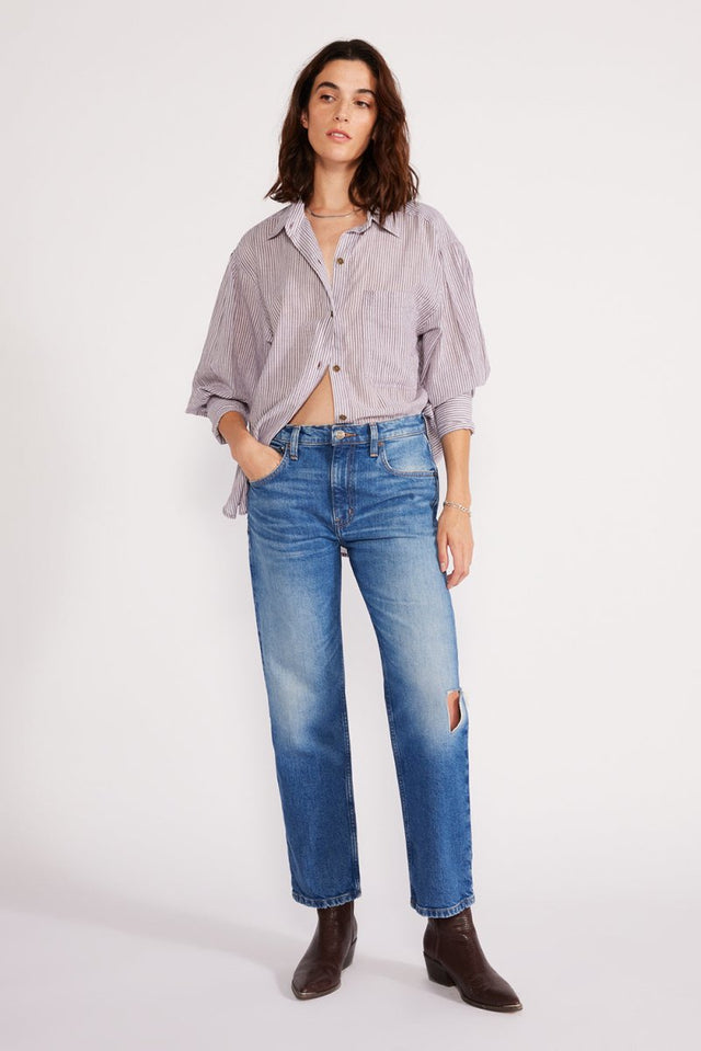 Rae Midrise Straight Crop in Blue Creek - Veneka-Sustainable-Ethical-Bottoms-Etica Denim Drop Ship