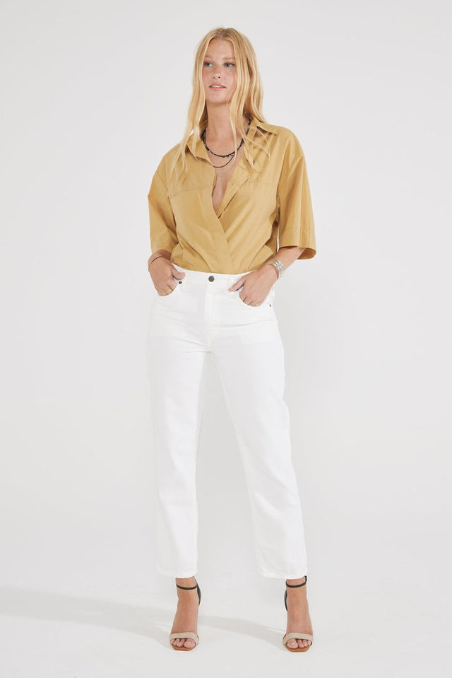 Rhea Mid Rise Crop - Vintage White - Veneka-Sustainable-Ethical-denim-Etica Denim Drop Ship