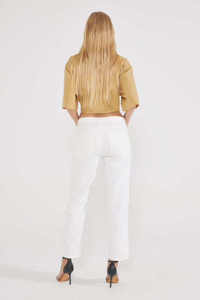 Rhea Mid Rise Crop - Vintage White - Veneka-Sustainable-Ethical-denim-Etica Denim Drop Ship