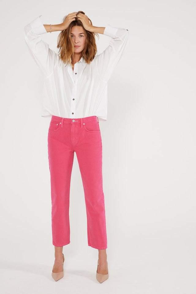 Rhea Mid Rise Straight - Raspberry - Veneka-Sustainable-Ethical-Denim-Etica Denim Drop Ship