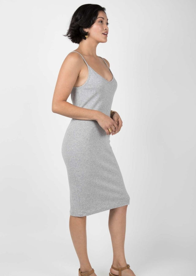 Rib Slip Dress in Cargo - Veneka-Sustainable-Ethical-Dresses-Indigenous Drop Ship