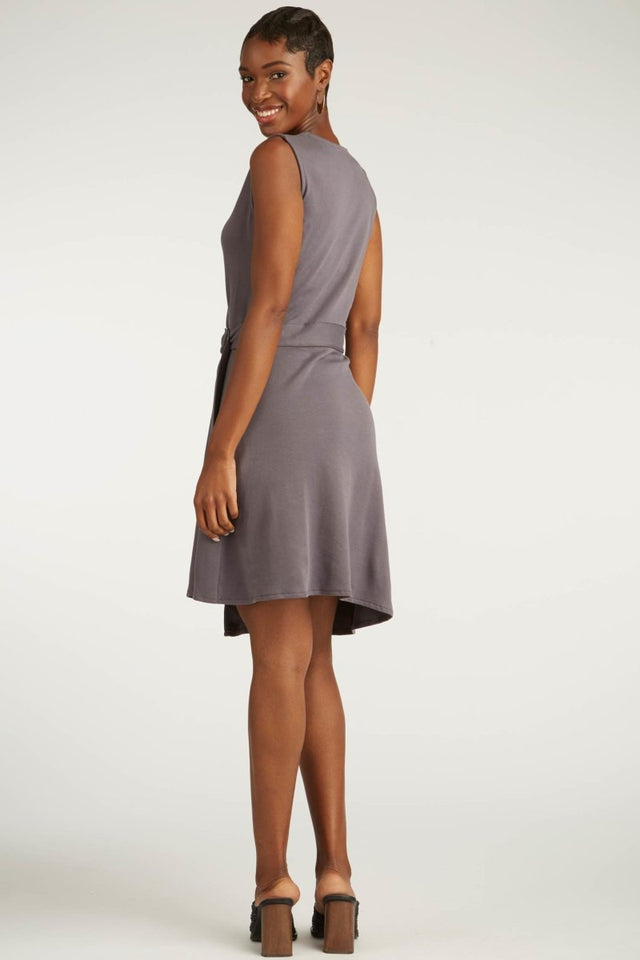 Ring Wrap Dress in Granite - Veneka-Sustainable-Ethical-Dresses-Indigenous Drop Ship