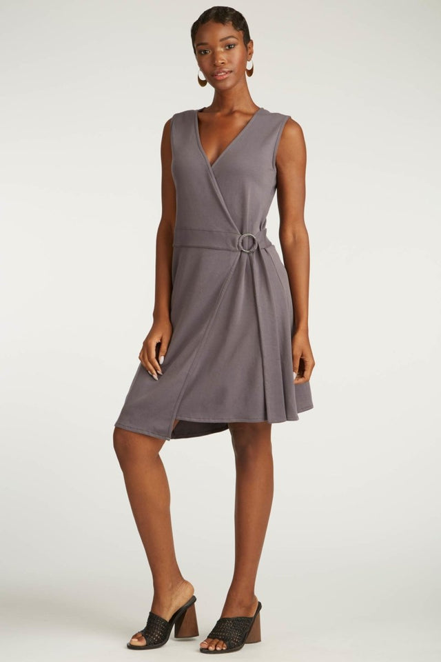 Ring Wrap Dress in Granite - Veneka-Sustainable-Ethical-Dresses-Indigenous Drop Ship