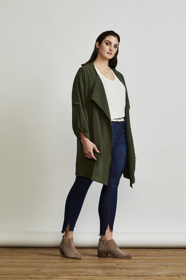 Riverside Jacket in Army - Veneka-Sustainable-Ethical-Jackets-Hours Drop Ship