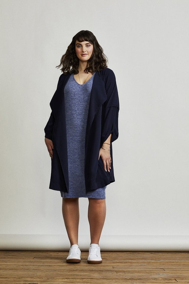 Riverside Jacket in Navy - Veneka-Sustainable-Ethical-Jackets-Hours Drop Ship