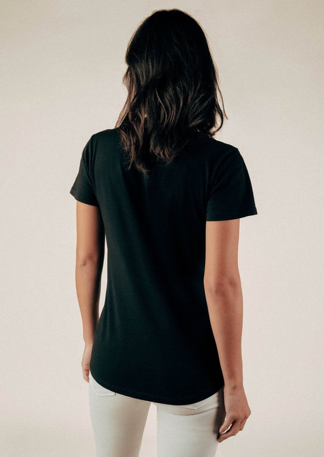 Robin V-Neck Tee in Black - Veneka-Sustainable-Ethical-Tops-Graceful District Drop Ship