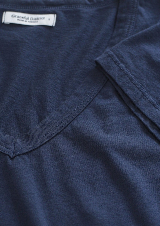Robin V-Neck Tee in Ink - Veneka-Sustainable-Ethical-Tops-Graceful District Drop Ship