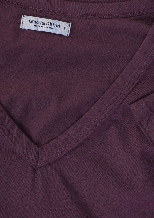 Robin V-Neck Tee in Port - Veneka-Sustainable-Ethical-Tops-Graceful District Drop Ship