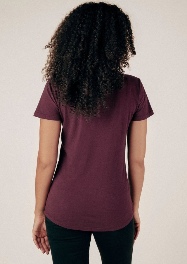 Robin V-Neck Tee in Port - Veneka-Sustainable-Ethical-Tops-Graceful District Drop Ship