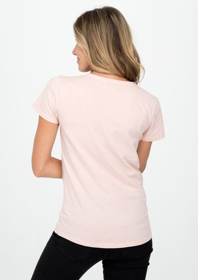 Robin V-Neck Tee in Rose Quartz - Veneka-Sustainable-Ethical-Tops-Graceful District Drop Ship