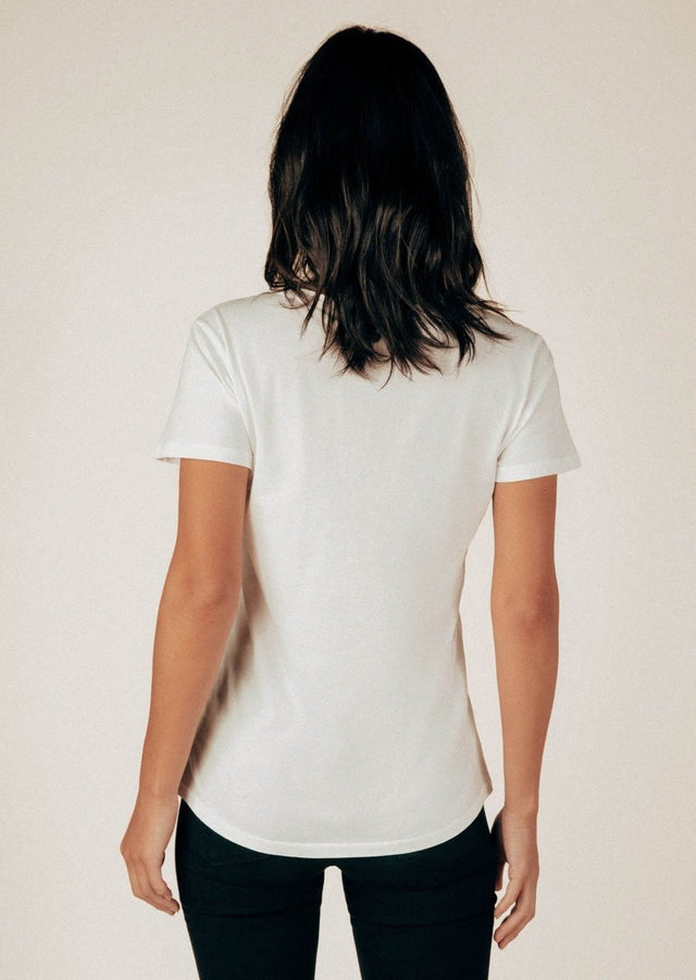 Robin V-Neck Tee in White - Veneka-Sustainable-Ethical-Tops-Graceful District Drop Ship