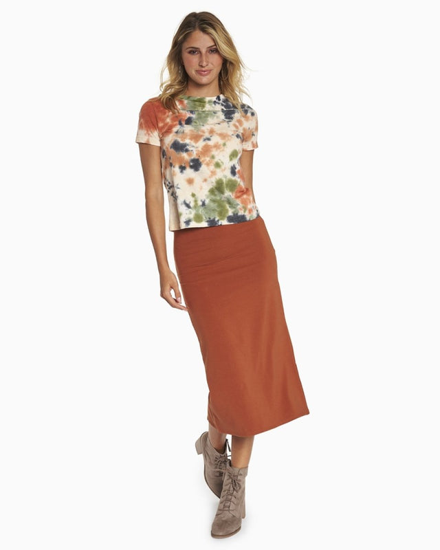 Rosalie Tie Dye Tee in New Earth - Veneka-Sustainable-Ethical-Tops-YesAnd Drop Ship