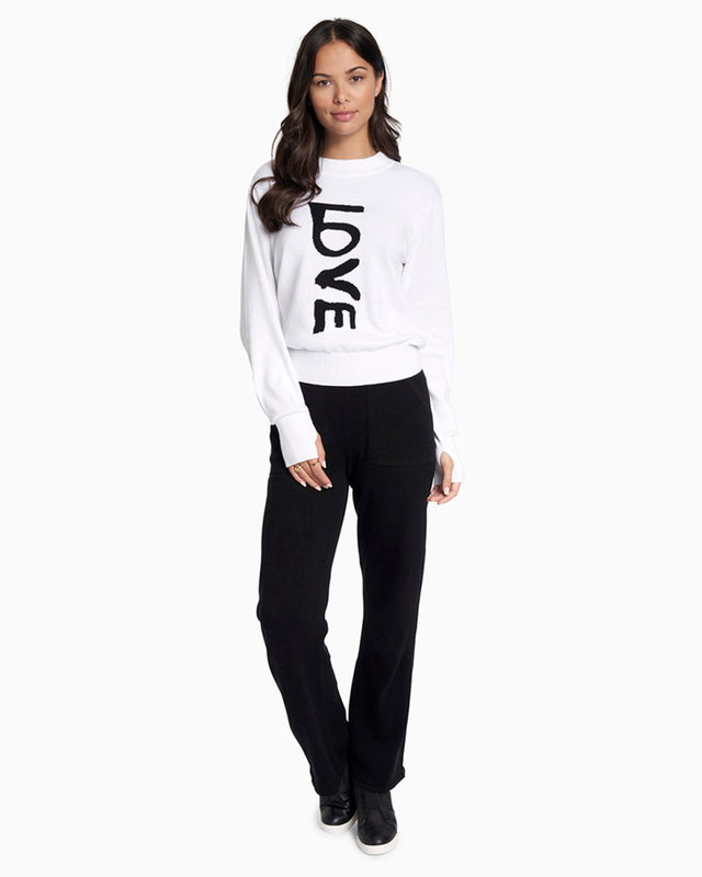 Rosario LOVE Pullover in White - Veneka-Sustainable-Ethical-Tops-YesAnd Drop Ship