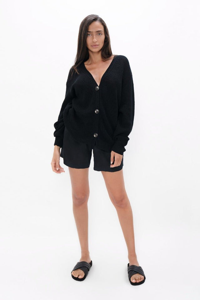Salzburg SZG Cocoon Cardigan in Licorice - Veneka-Sustainable-Ethical-Jackets-1 People Drop Ship