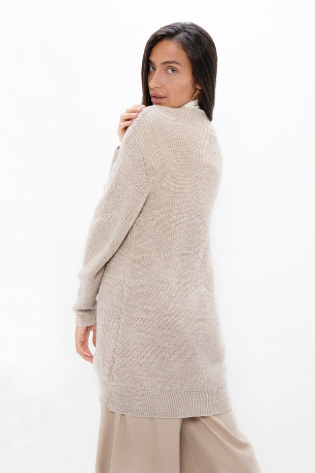 Salzburg SZG Cocoon Cardigan in Sand Marl - Veneka-Sustainable-Ethical-Jackets-1 People Drop Ship