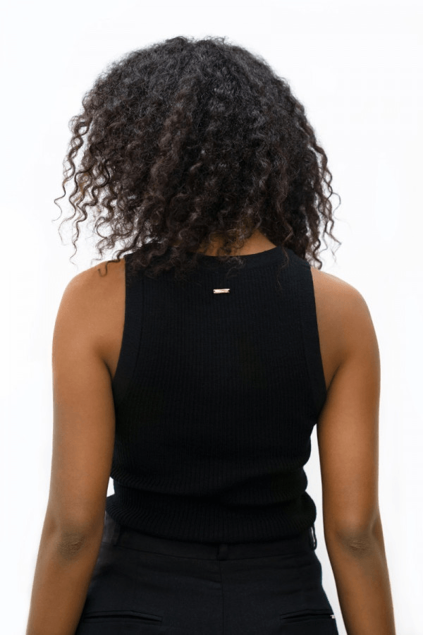 Sao Paulo GRU Racer Knitted Top in Licorice - Veneka-Sustainable-Ethical-Tops-1 People Drop Ship