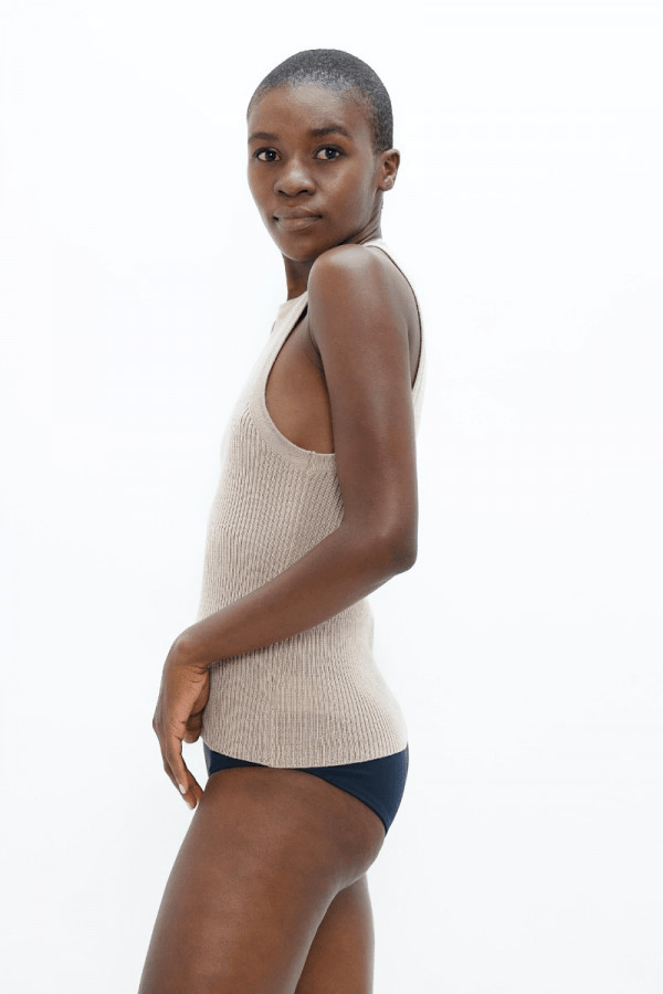 Sao Paulo GRU Racer Knitted Top in Sand - Veneka-Sustainable-Ethical-Tops-1 People Drop Ship