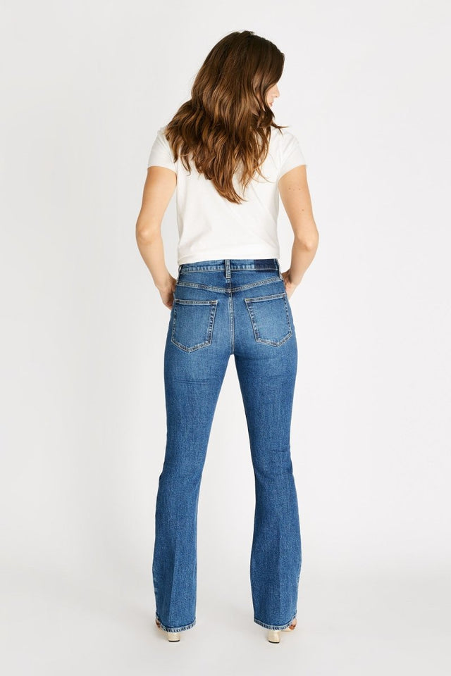 Sasha High Rise Flare in Cascade Falls - Veneka-Sustainable-Ethical-Bottoms-Etica Denim Drop Ship