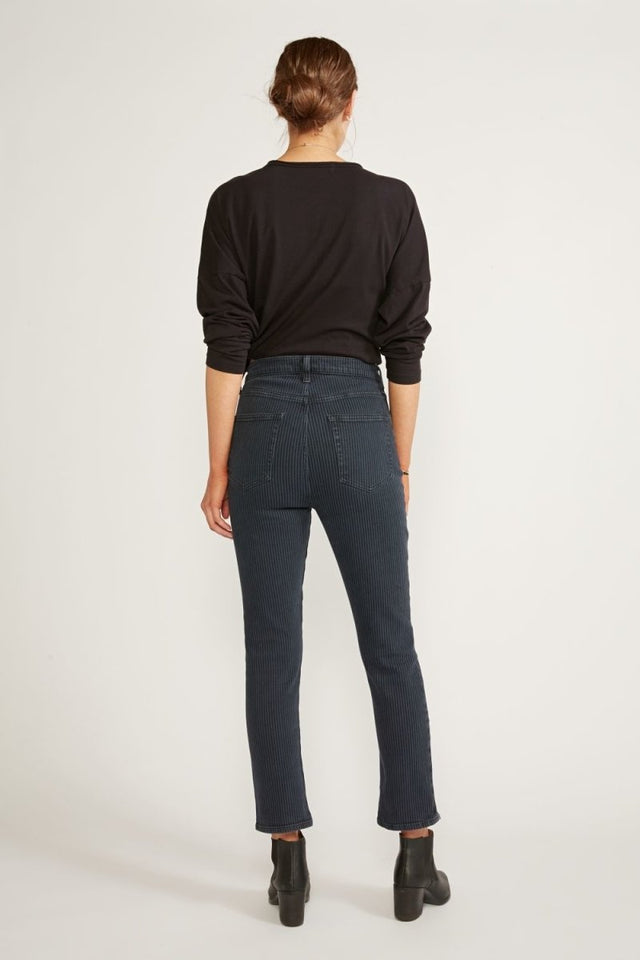 Scarlet Mid Rise Slim in Stripe - Veneka-Sustainable-Ethical-Bottoms-Etica Denim Drop Ship