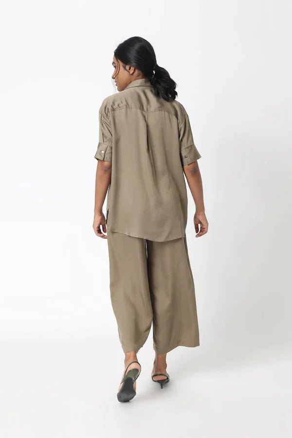 Short Sleeve Boyfriend Shirt in Lapis Blue - Veneka-Sustainable-Ethical-Tops-Neu Nomads Drop Ship