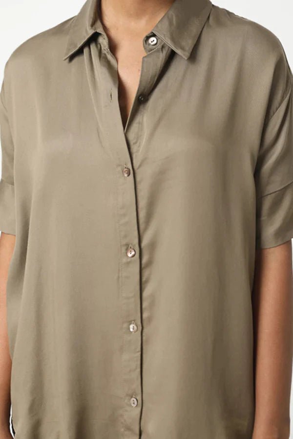 Short Sleeve Boyfriend Shirt in Lapis Blue - Veneka-Sustainable-Ethical-Tops-Neu Nomads Drop Ship