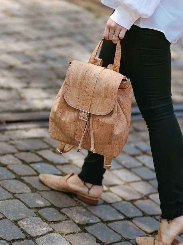 Signature Backpack in Black - Veneka-Sustainable-Ethical-Bag-Tiradia Cork Drop Ship