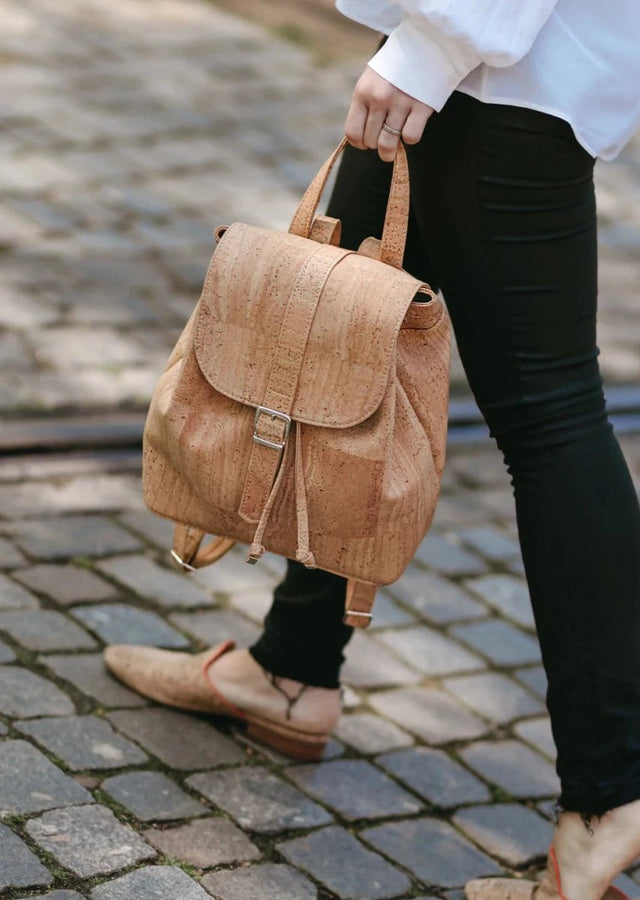 Signature Backpack in Red - Veneka-Sustainable-Ethical-Bag-Tiradia Cork Drop Ship