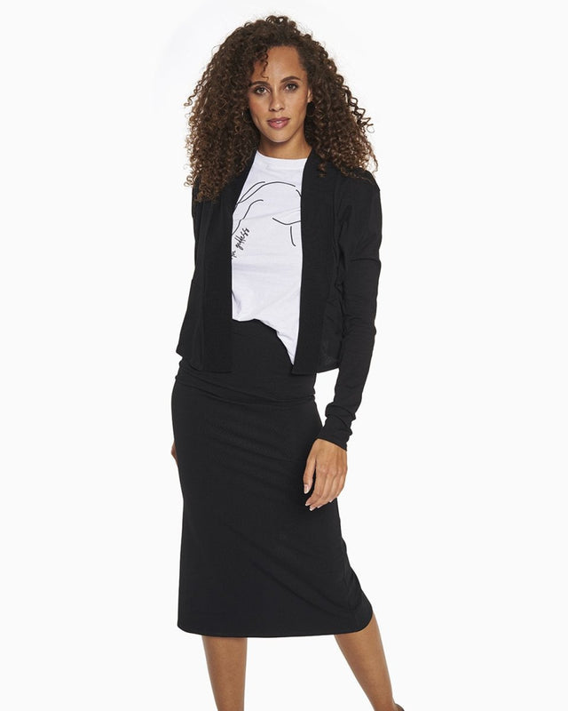 Simone Midi Skirt in Black - Veneka-Sustainable-Ethical-Bottoms-YesAnd Drop Ship