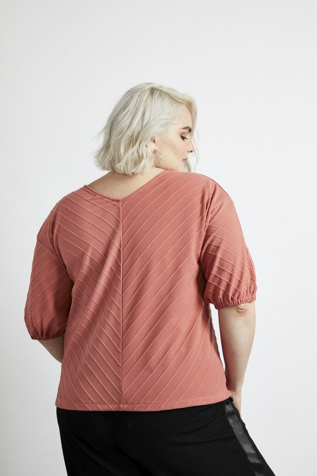 Siringo Chevron Top in Rose Milk - Veneka-Sustainable-Ethical-Tops-Hours Drop Ship