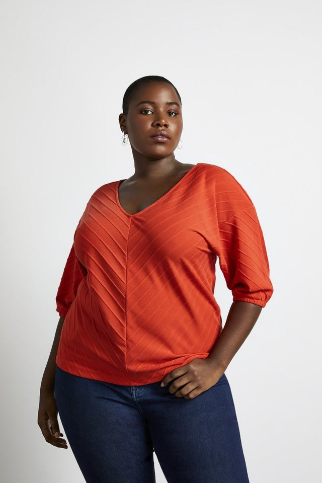 Siringo Chevron Top in Sunset - Veneka-Sustainable-Ethical-Tops-Hours Drop Ship
