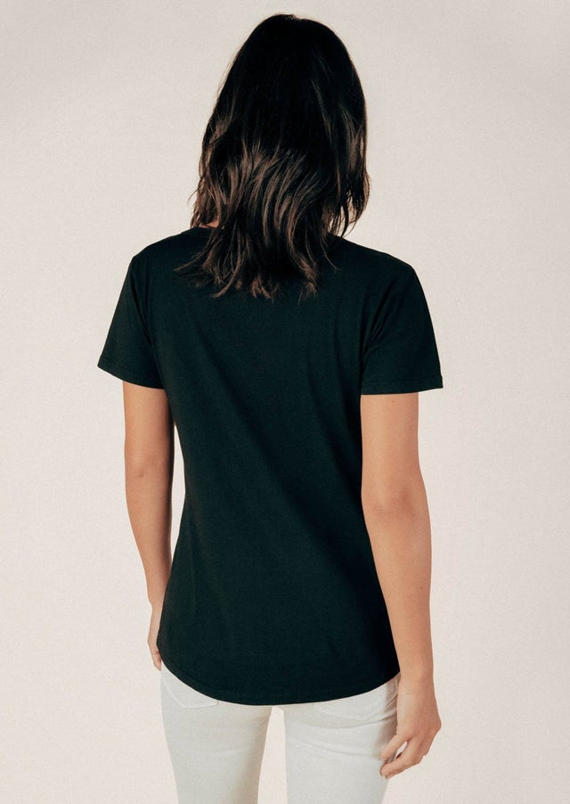 Sophia Scoop Neck Tee in Black - Veneka-Sustainable-Ethical-Tops-Graceful District Drop Ship