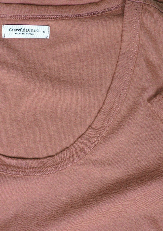 Sophia Scoop Neck Tee in Clay - Veneka-Sustainable-Ethical-Tops-Graceful District Drop Ship
