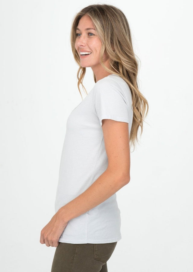 Sophia Scoop Neck Tee in Ice Gray - Veneka-Sustainable-Ethical-Tops-Graceful District Drop Ship