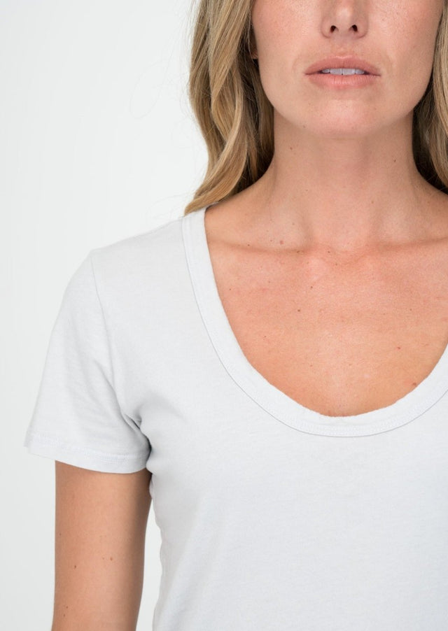 Sophia Scoop Neck Tee in Ice Gray - Veneka-Sustainable-Ethical-Tops-Graceful District Drop Ship