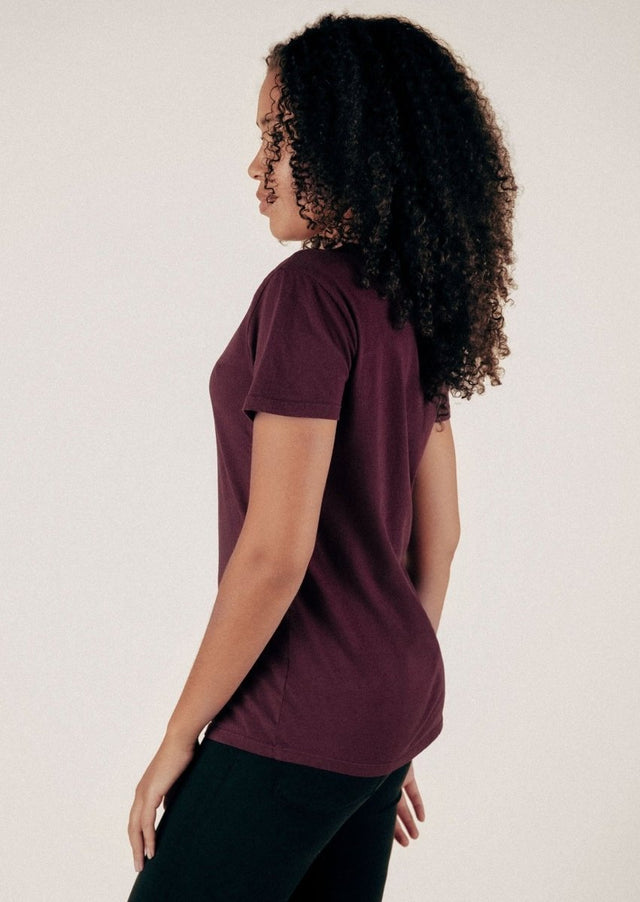 Sophia Scoop Neck Tee in Port - Veneka-Sustainable-Ethical-Tops-Graceful District Drop Ship