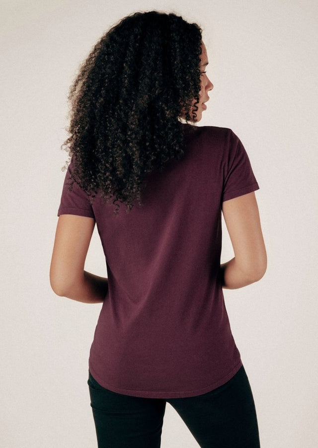 Sophia Scoop Neck Tee in Port - Veneka-Sustainable-Ethical-Tops-Graceful District Drop Ship