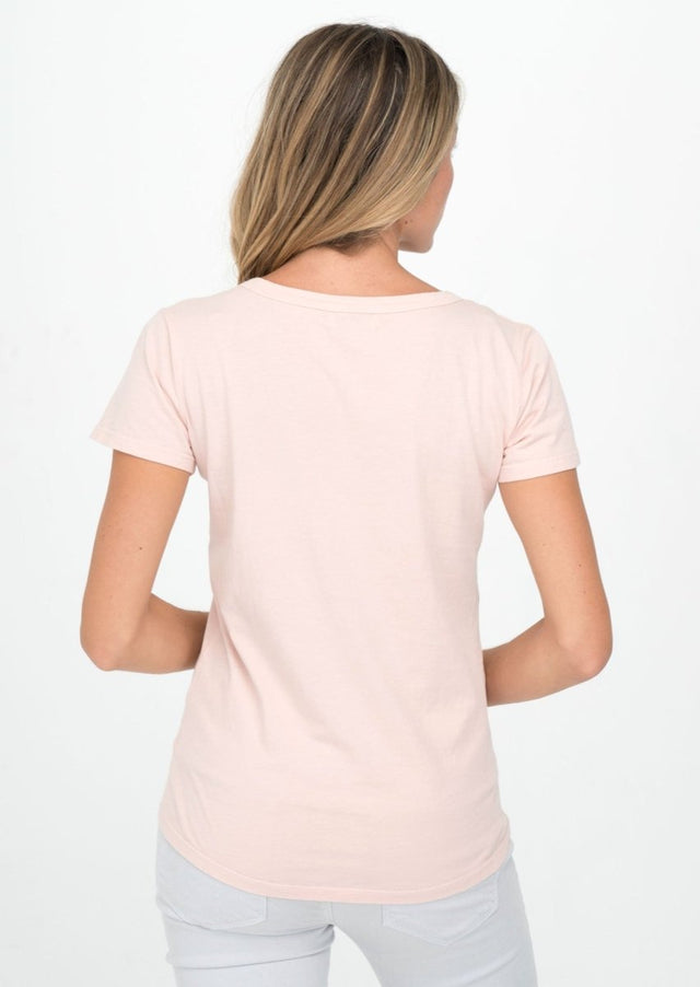 Sophia Scoop Neck Tee in Rose Quartz - Veneka-Sustainable-Ethical-Tops-Graceful District Drop Ship