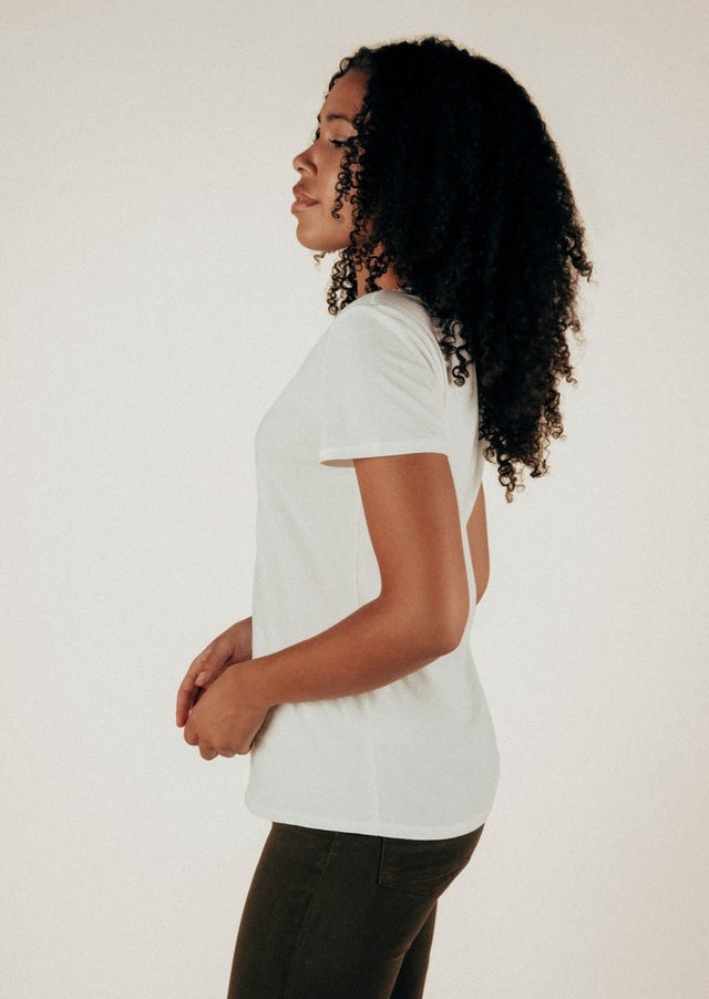 Sophia Scoop Neck Tee in White - Veneka-Sustainable-Ethical-Tops-Graceful District Drop Ship