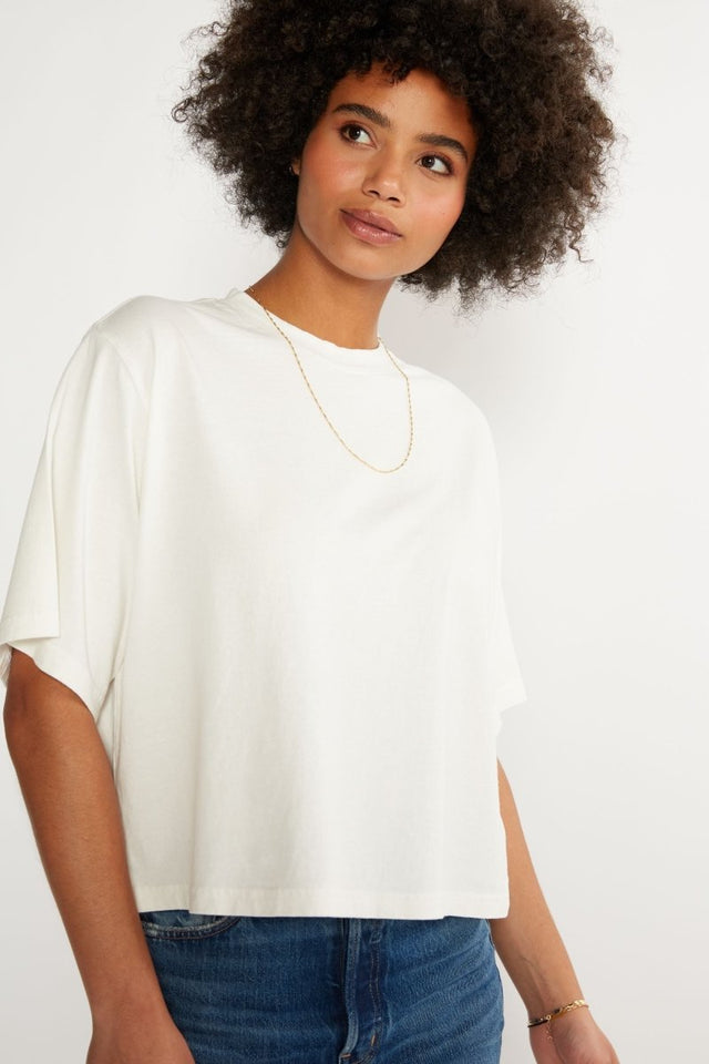 Sylvie Relaxed Tee - Cloud White - Veneka-Sustainable-Ethical-Tops-Etica Denim Drop Ship