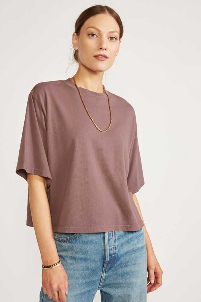 Sylvie Relaxed Tee - Peppercorn - Veneka-Sustainable-Ethical-Tops-Etica Denim Drop Ship