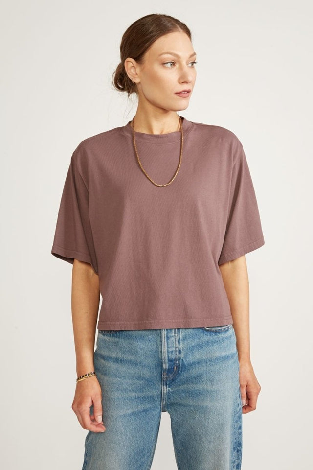 Sylvie Relaxed Tee - Peppercorn - Veneka-Sustainable-Ethical-Tops-Etica Denim Drop Ship