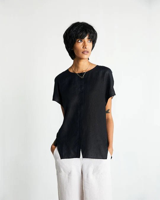 The Box Top in Black - Veneka-Sustainable-Ethical-Tops-Reistor Drop Ship