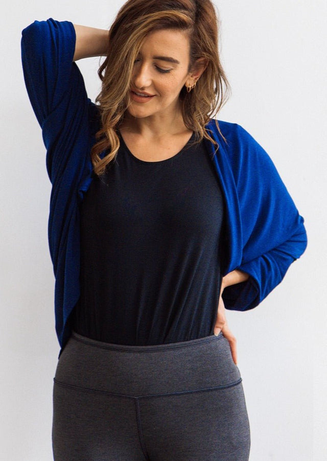 The Chrysalis Cardi - Medium in Aqua - Veneka-Sustainable-Ethical-Jackets-Encircled Drop Ship