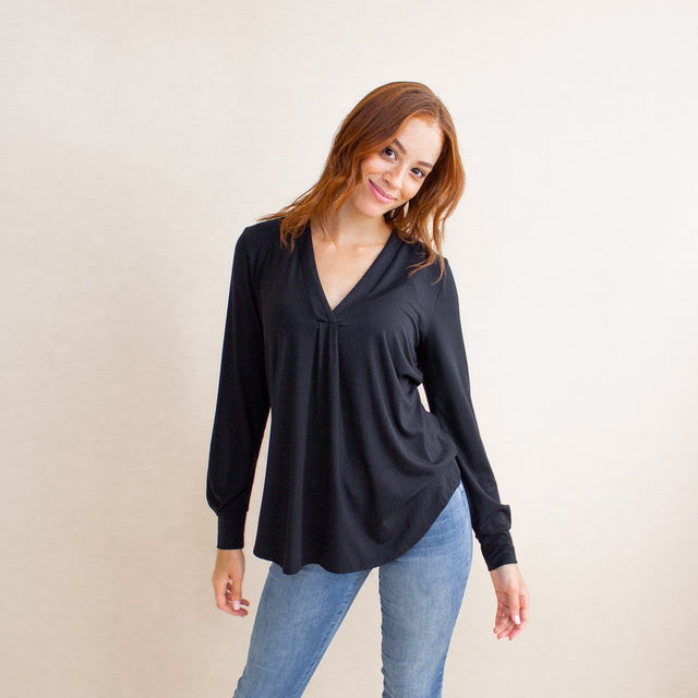 The Comfy Dress Shirt in Black - Veneka-Sustainable-Ethical-Tops-Encircled Drop Ship