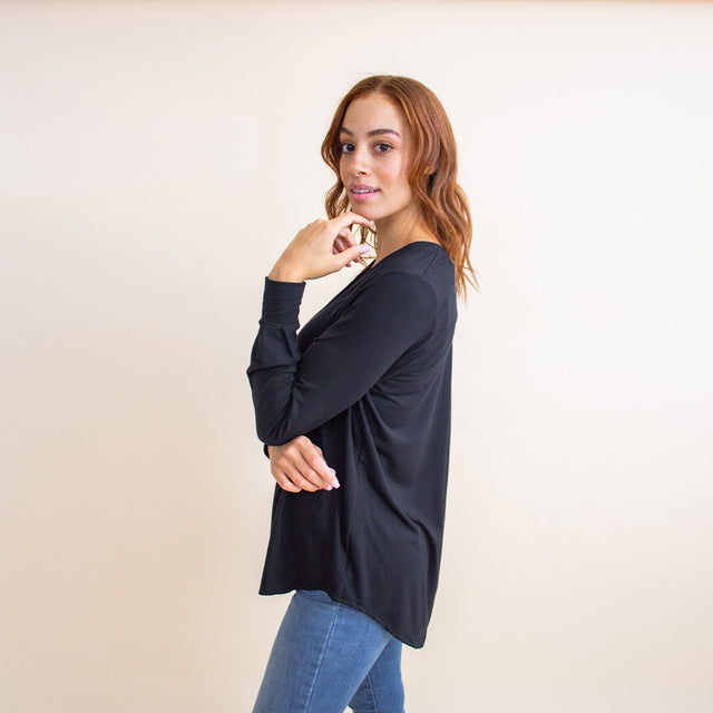 The Comfy Dress Shirt in Black - Veneka-Sustainable-Ethical-Tops-Encircled Drop Ship