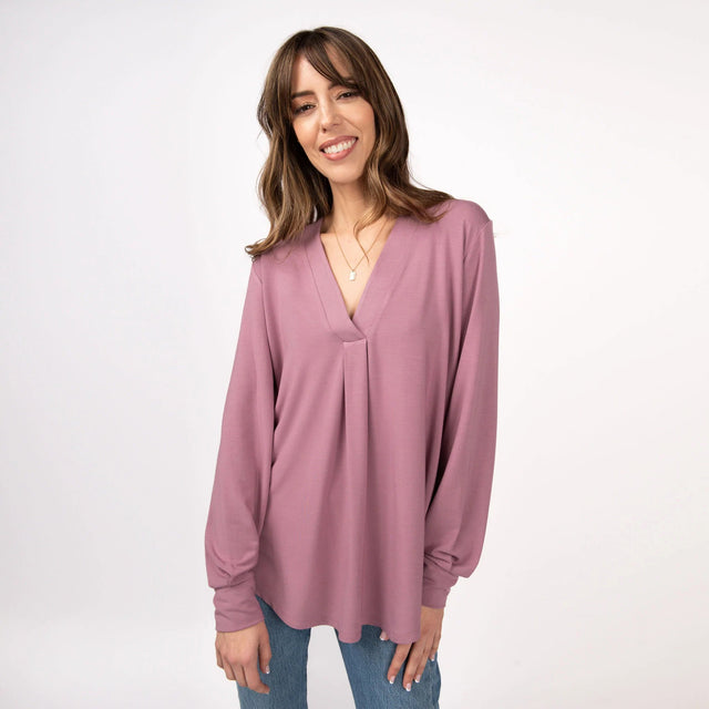 The Comfy Dress Shirt in Ginger Mauve - Veneka-Sustainable-Ethical-Tops-Encircled Drop Ship