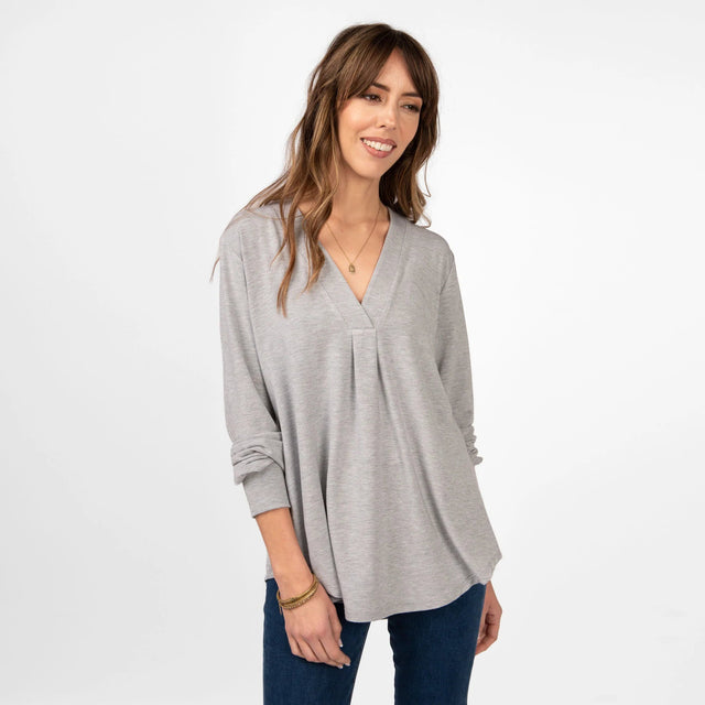 The Comfy Dress Shirt in Light Heathered Grey - Veneka-Sustainable-Ethical-Tops-Encircled Drop Ship