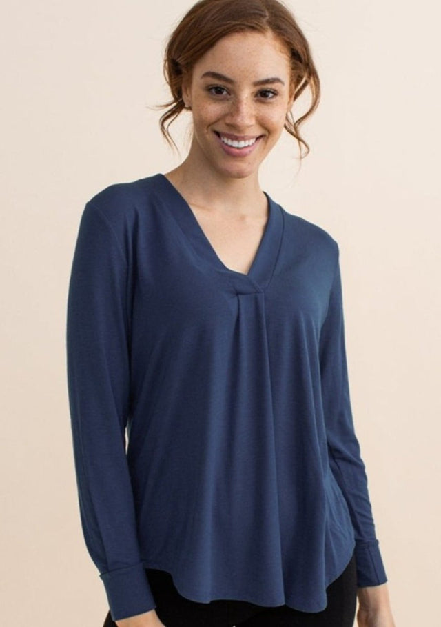 The Comfy Dress Shirt in Navy Blue - Veneka-Sustainable-Ethical-Tops-Encircled Drop Ship